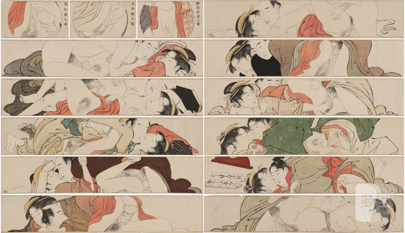 Attributed to Torii Kiyonaga (1752-1815) | Scroll for the Sleeve (Sode no maki) | Edo period, late 18th century